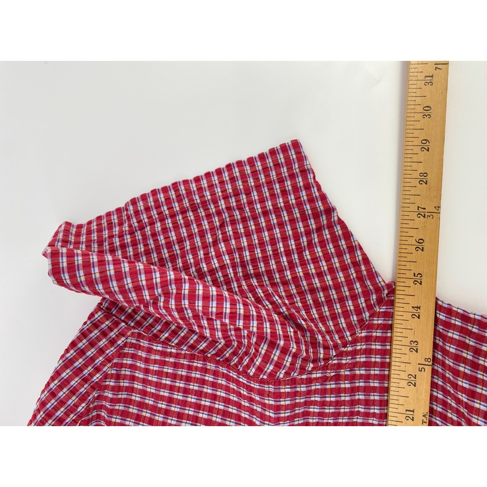Chaps Ralph Lauren Mens XL Red Plaid Seersucker Short Sleeve Button Down Shirt - Picture 6 of 6